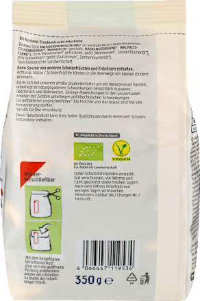 Nuss- & Trockenfrüchtemischung Studentenfutter dmBio