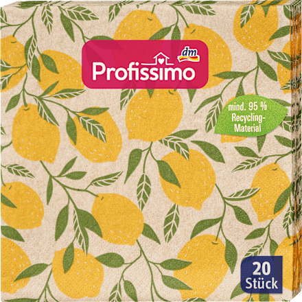 Servietten "Zitrone" aus Recycling-Material (33x33 cm) Profissimo