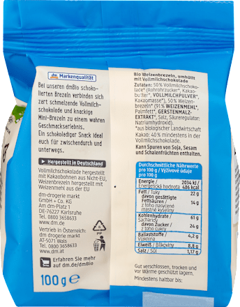 Brezeln schokoliert in Vollmilchschokolade dmBio