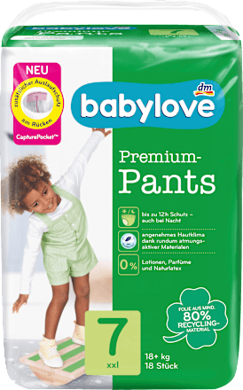 Premium hlačne plenice 7 XXL, 18+ kg babylove