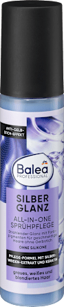Ošetrujúci sprej na sivé, biele a zosvetlené vlasy Silber Glanz All-in-One Balea PROFESSIONAL
