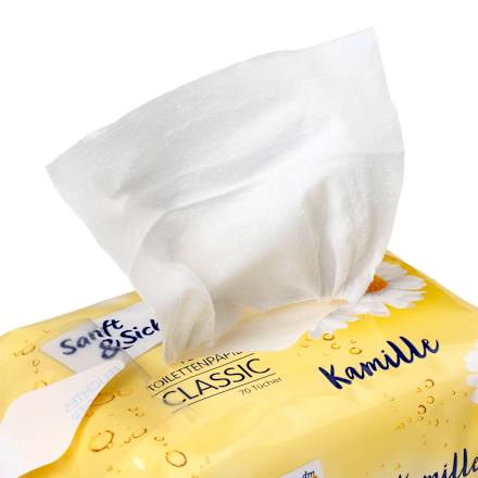 Carta igienica umidificata Classic con estratto di camomilla Sanft&Sicher