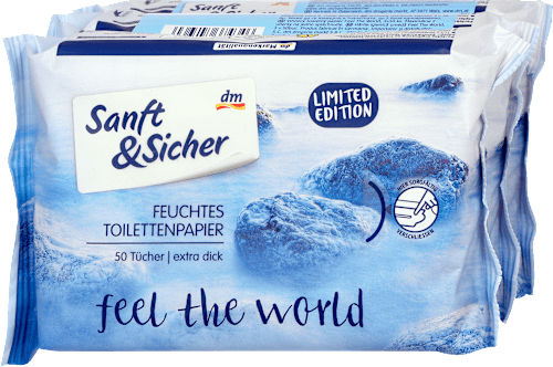 Nedves toalettpapír Feel the world, hármas csomag Sanft&Sicher