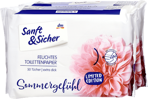 Vlažni toaletni papir, letnji osećaj, 2 x 50 Sanft&Sicher