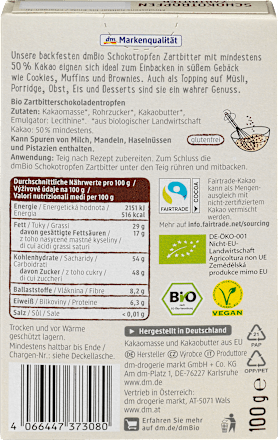 Ciocolată amăruie pentru copt dmBio