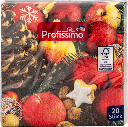 Serviete z motivom božičnega sadja, 25 x 25 cm Profissimo