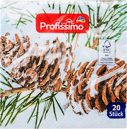 Papirne salvete - šišarke, 25 x 25cm Profissimo