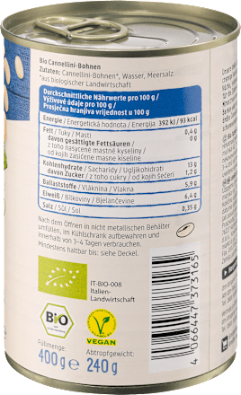 Bio bel fižol Cannellini, steriliziran  dmBio
