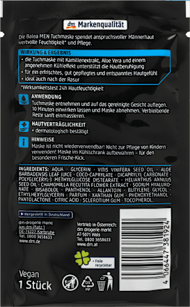 Hydro maska za lice u obliku maramice Balea MEN
