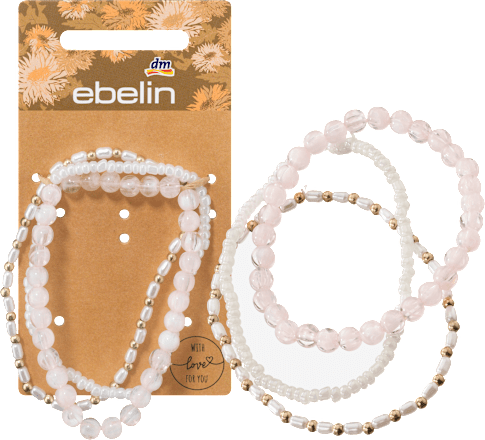 Armbänder elastisch mit Steinen Weiß/Rosa ebelin