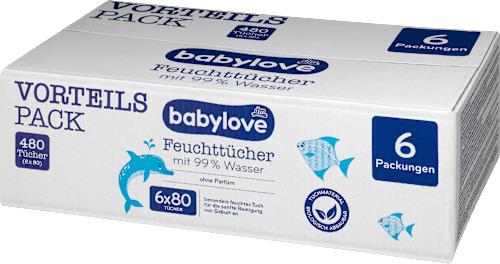 Feuchttücher mit 99 % Wasser (6x80 St)  babylove