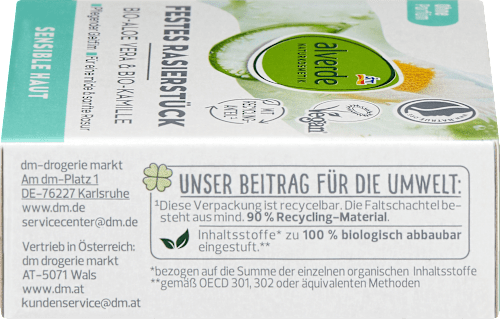 Festes Rasierstück Aloe Vera & Kamille  alverde NATURKOSMETIK