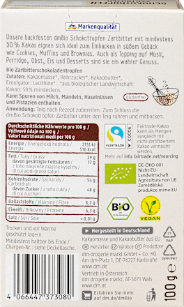 Ciocolată amăruie pentru copt dmBio