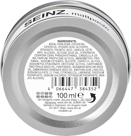 Pasta modellante per capelli effetto matte SEINZ.