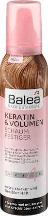 Mousse fissante per capelli con cheratina a effetto volumizzante Balea PROFESSIONAL