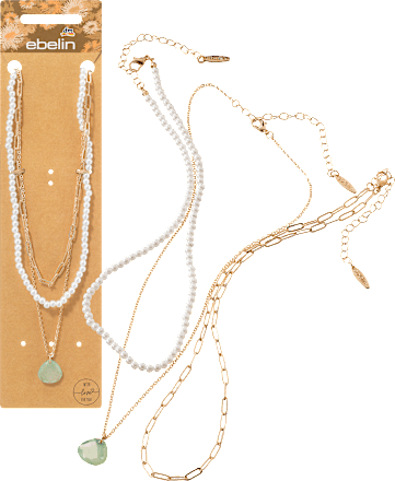 Halsketten-Kombination Gold-Optik mit Perlenkette ebelin