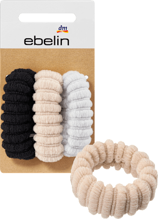 Haargummi gerippt schwarz, beige, grau ebelin