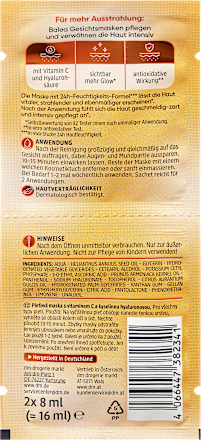 Mască de față cu vitamina C și acid hialuronic Balea