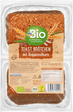 Panini di segale integrale bio per toast dmBio
