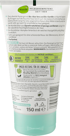 Rasiergel Bio-Aloe Vera Bio-Kamille alverde NATURKOSMETIK