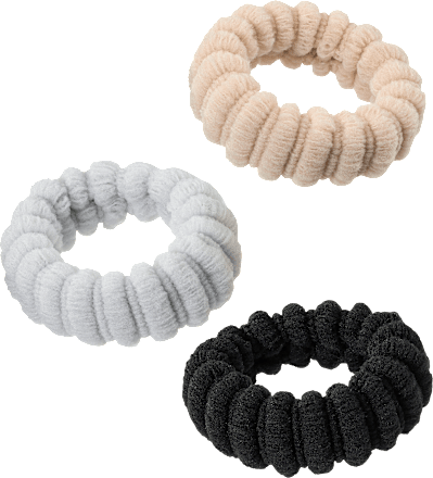 Haargummi gerippt schwarz, beige, grau ebelin