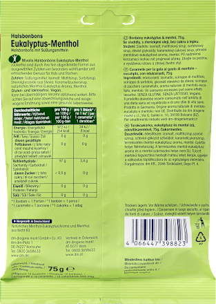 Halsbonbons Eukalyptus-Menthol zuckerfrei Mivolis