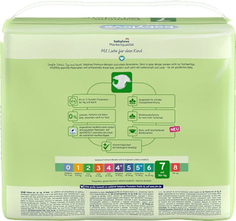 Windeln Premium Gr. 7 XXL 16+ kg babylove