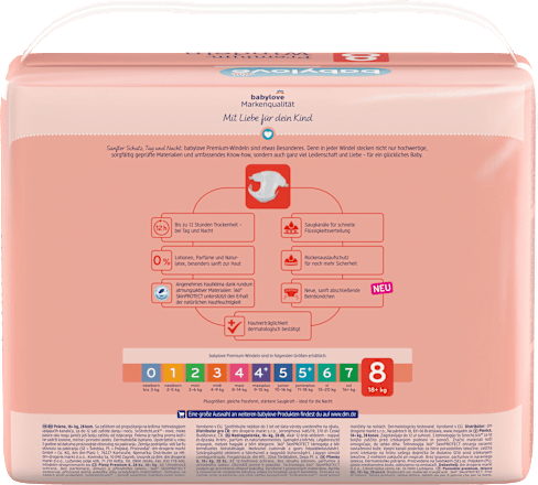 Windeln Premium Gr. 8 18+ kg babylove