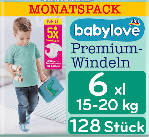 Windeln Premium Gr. 6, XXL, 15-20 kg, Monatspack babylove