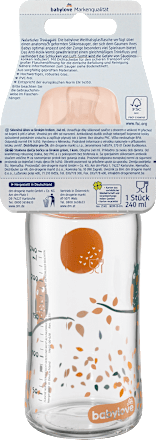 Babyflasche Weithals aus Glas, Rosa , von Geburt an, 240ml babylove