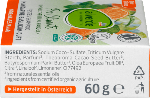 Șampon solid cu mandarine alverde NATURKOSMETIK