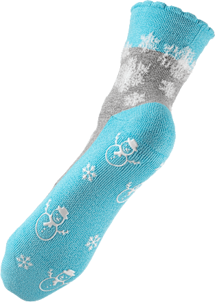 ABS Socken XMAS mit Schneemann-Motiv, blau & grau, Gr. 35-38 Fascino