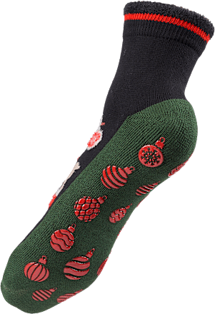 ABS Socken XMAS mit Rentier-Motiv, schwarz & grün, Gr. 35-38 Fascino