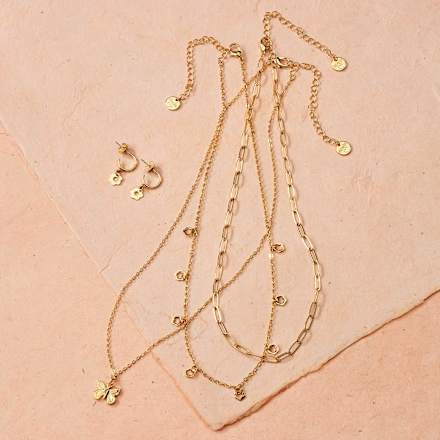 Halsketten-Set Schmetterling in Gold-Optik ebelin