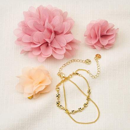 Haar- und Ansteckbrosche Blume rosa ebelin