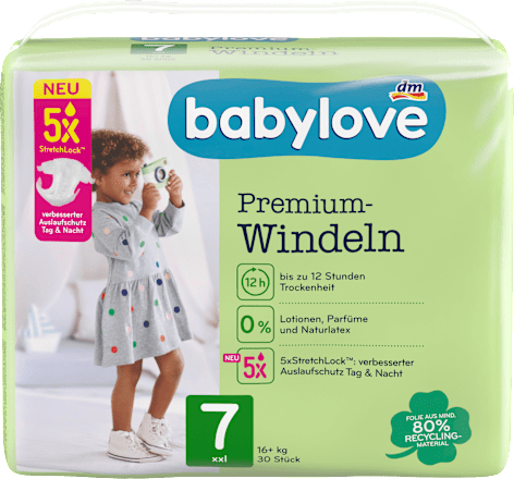 Windeln Premium Gr. 7 XXL 16+ kg babylove