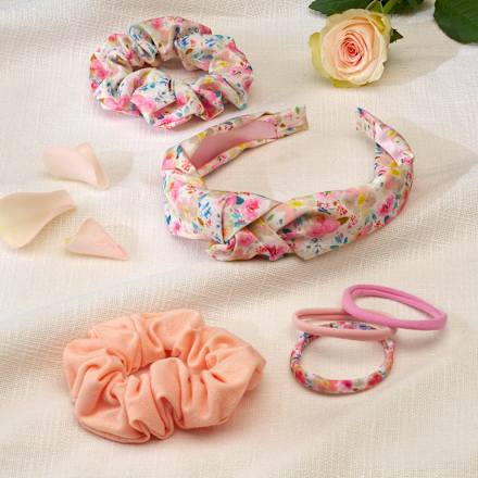 Scrunchies apricot und mit Blumenprint ebelin