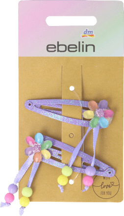 Mollette viola con fiori e perline colorate ebelin