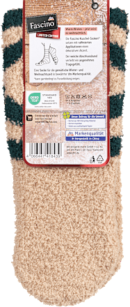 Kuschelsocken mit Rentier-Motiv beige & grün Gr. 39-42 Fascino