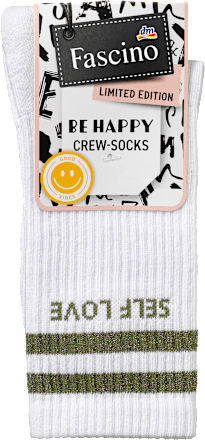Crew Socken "Self Love", weiß, Gr. 35-38 Fascino