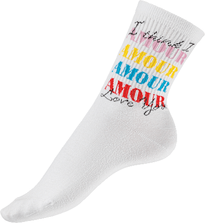 Crew Socken "Amour", weiß & bunt, Gr. 39-42 Fascino