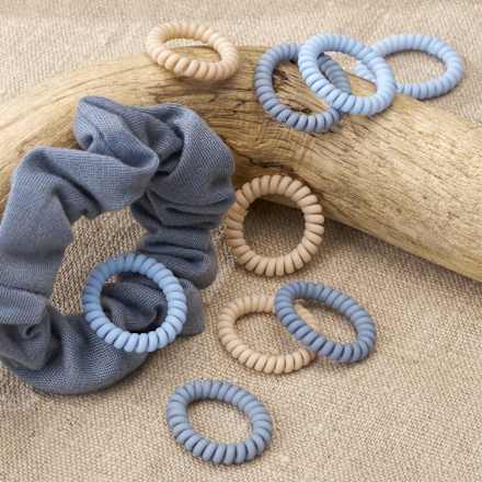 Spiralhaargummis Recycling blau, beige ebelin