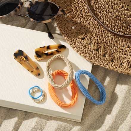 Haargummis strukturiert beige, orange, blau ebelin