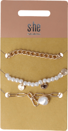 Set braccialetti dorati e con perle s-he stylecollection
