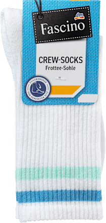 Crew Socken mit Ringeln, weiß & grün, Gr. 39-42 Fascino