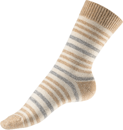 Socken mit Wolle & Ringeln, beige, Gr. 35-38 Fascino