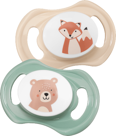 Schnuller Silikon symmetrisch, beige/grün, Gr.3, ab 16 Monate babylove