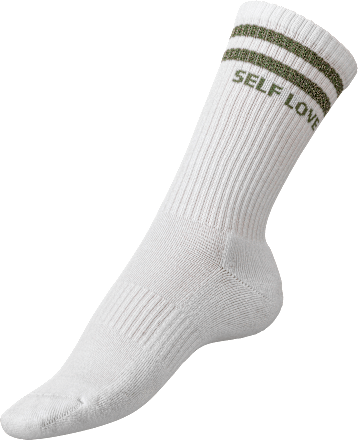 Crew Socken "Self Love", weiß, Gr. 35-38 Fascino