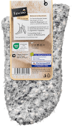 Kuschelsocken mit Noppengarn, weiß & grau, Gr. 39-42 Fascino