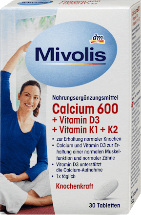 Kalcij 600 + vitamin D3 i K u tabletama, 30 kom. Mivolis